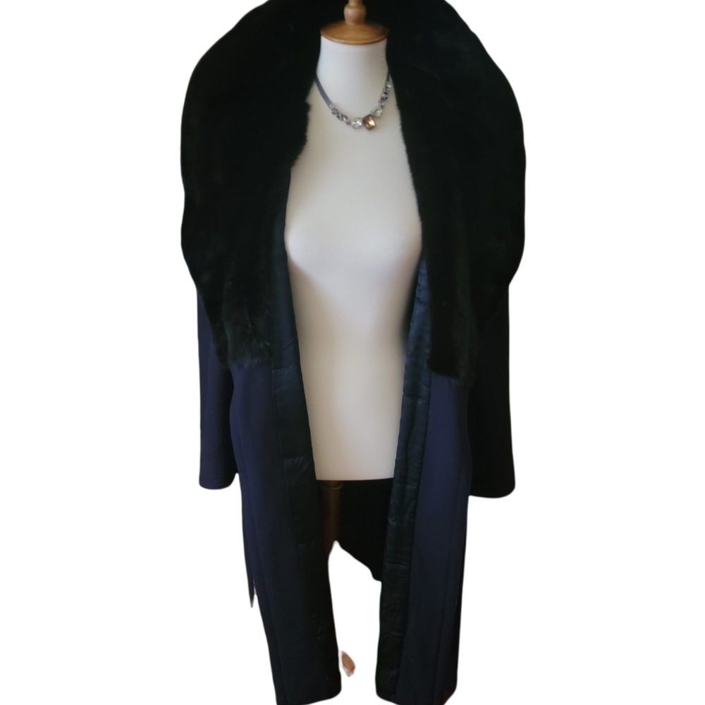 🔥SALE🔥YVES SAINT LAURENT |VNTG WOOL/CASHMERE WRAP COAT W/BLK MINK SHAWL COLLAR - Picture 14 of 16